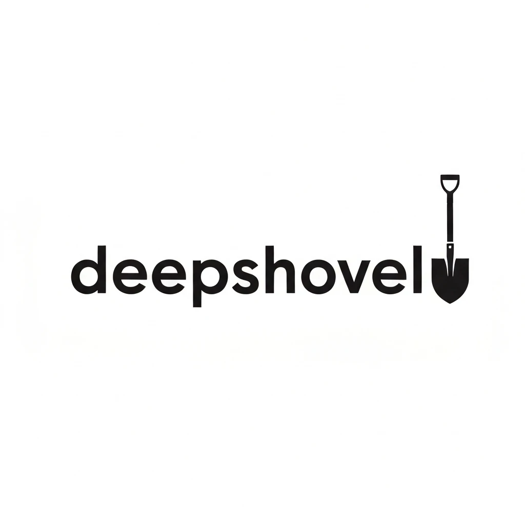 logo "deepshovel" lowercase minimalist black on white with a