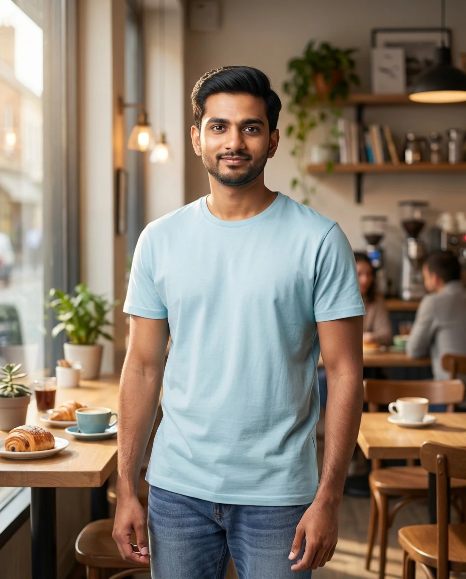Calm Confident Indian Man in Cafe Profile Photo