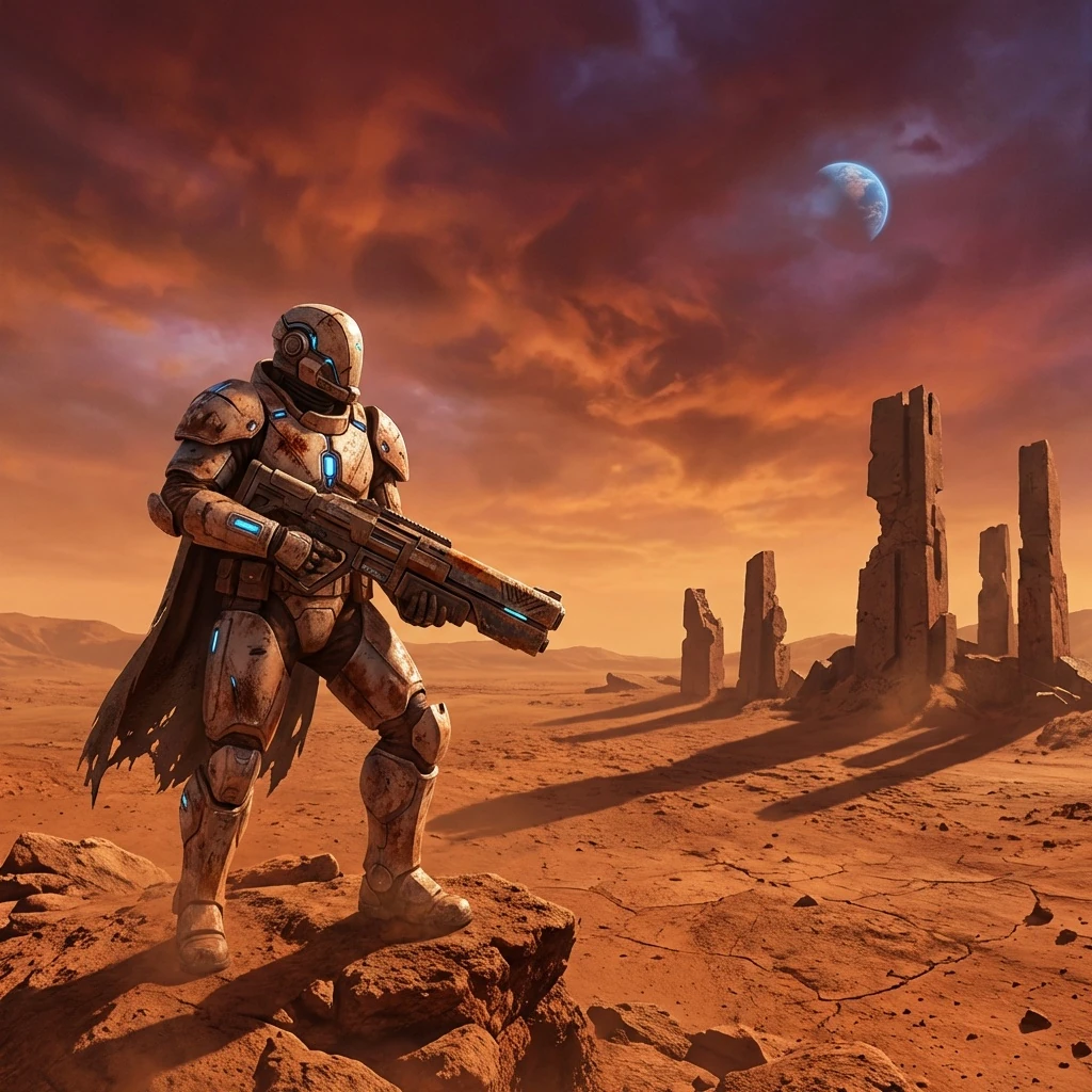 the last warrior of mars, year 4040, extremely detailed --fl