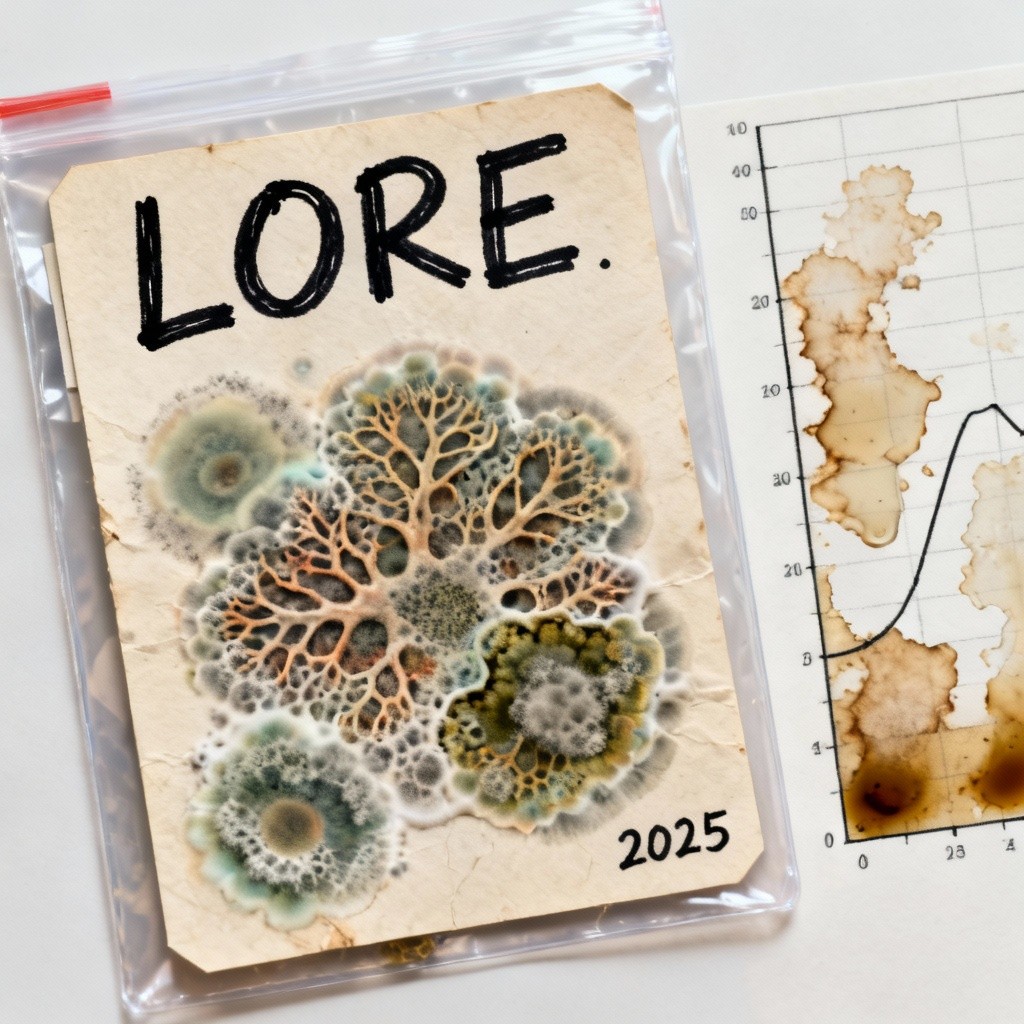 A graph of various dried liquids alongside the graph of mold