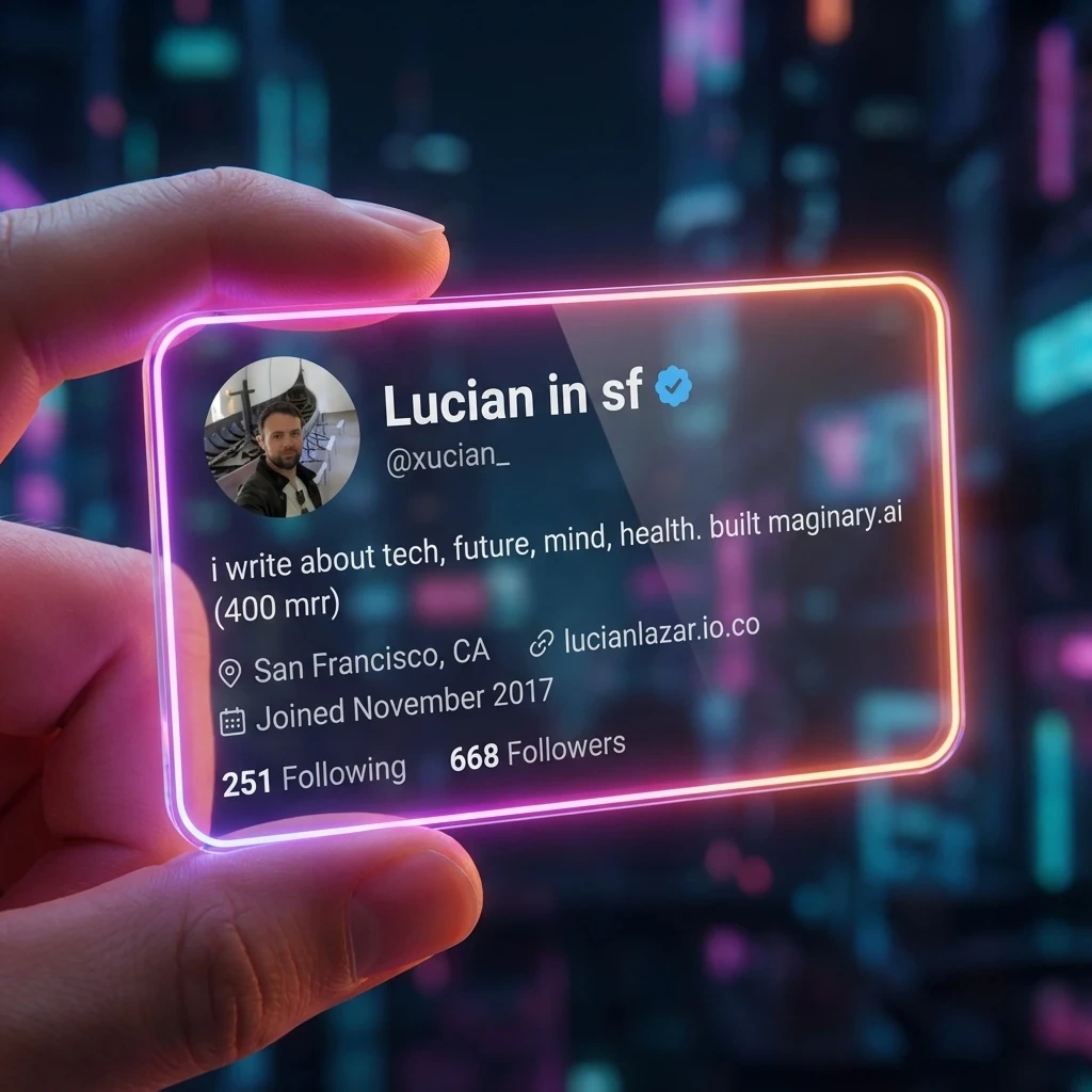 futuristic glass twitter id card